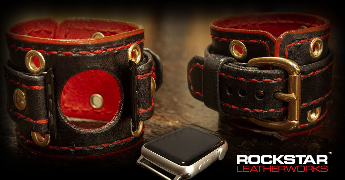 Black Rockstar Leather Cuff Watch - Stainless 42mm, Sapphire - Rockstar  Leatherworks™