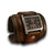 Black & Tan Stressed Layered Leather Cuff Watch with Stitching-Leather Cuff Watches-Rockstar Leatherworks™