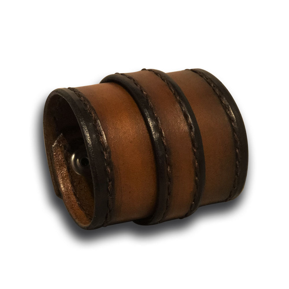 Leather Studded Grunge Punk Rock Cuff Bracelet Snap Close Brown - $15 -  From Erin