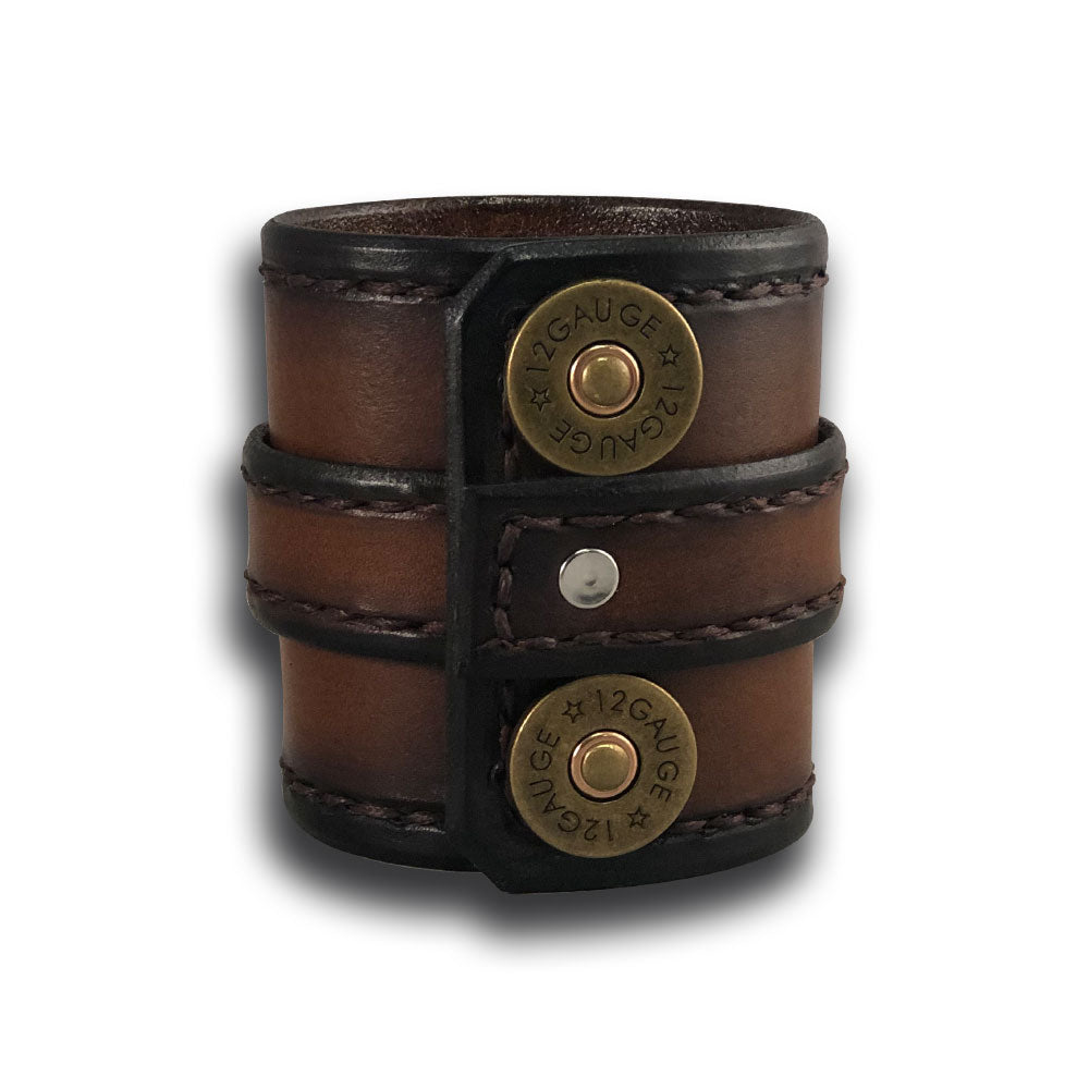 Leather Studded Grunge Punk Rock Cuff Bracelet Snap Close Brown - $15 -  From Erin