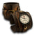 Brown Stressed Layered Leather Cuff Watch with Stitching-Leather Cuff Watches-Rockstar Leatherworks™