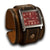 Brown Stressed Leather Cuff Watch with Red Watch Face-Leather Cuff Watches-Rockstar Leatherworks™