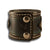 Black & Leather Layered Cuff Wristband with Inlay and Snaps-Leather Cuffs & Wristbands-Rockstar Leatherworks™