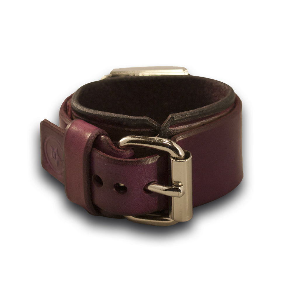 Purple Leather Cuff Watch with Stainless Buckle-Leather Cuff Watches-Rockstar Leatherworks™