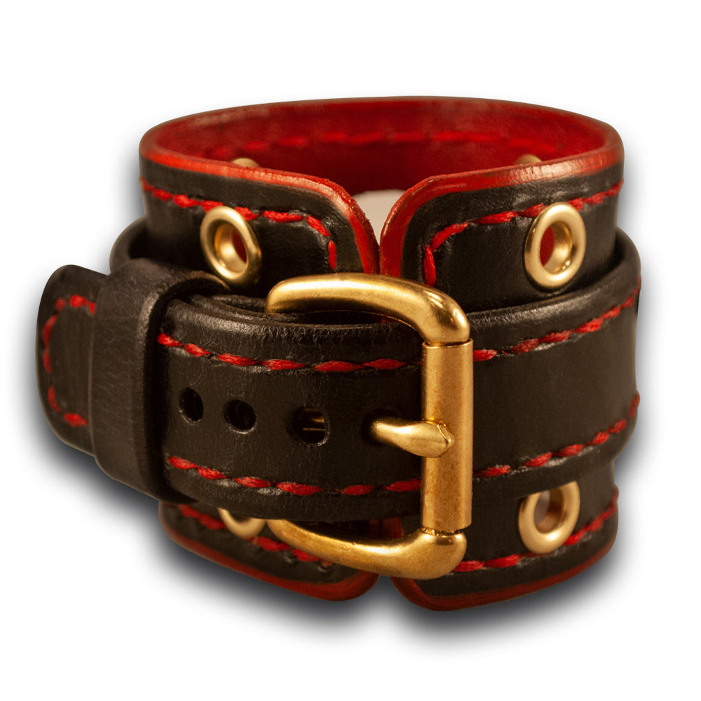 Black and Red Watch Straps - Handmade Leather Watch Strap