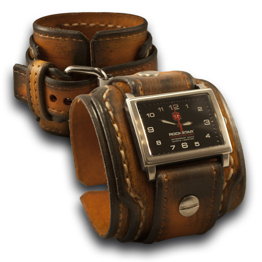 Leather wrist cuff on sale watch